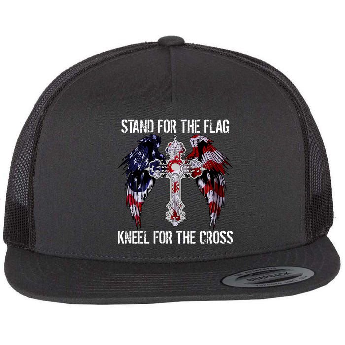 Stand For The Flag Kneel For The Cross USA National Anthem Flat Bill Trucker Hat