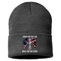 Stand For The Flag Kneel For The Cross USA National Anthem Sustainable Knit Beanie