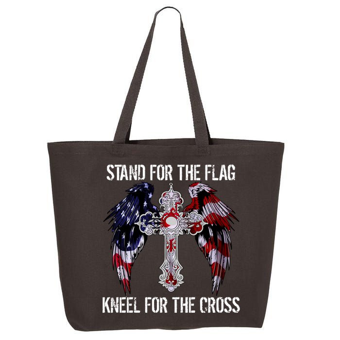 Stand For The Flag Kneel For The Cross USA National Anthem 25L Jumbo Tote