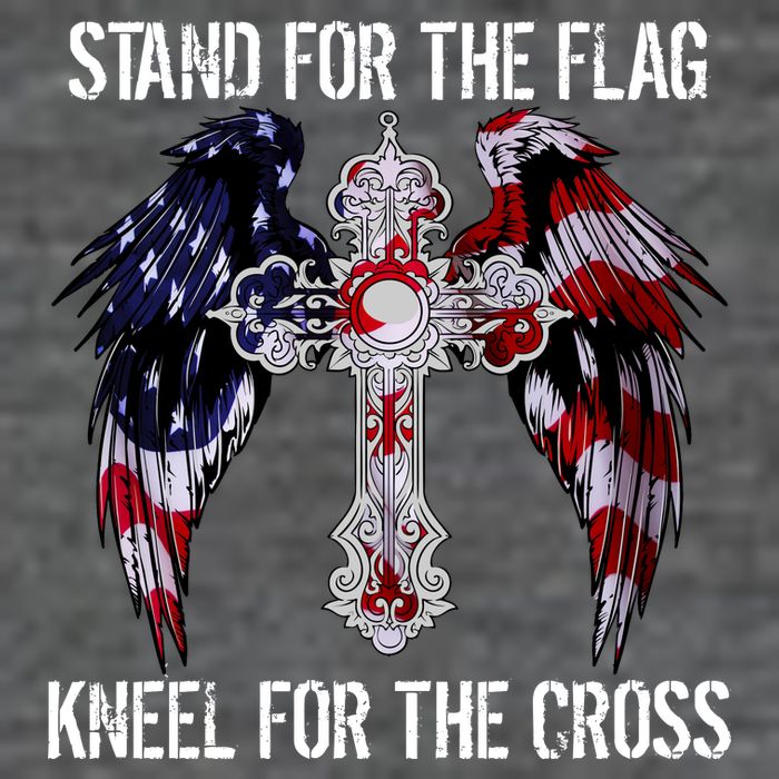 Stand For The Flag Kneel For The Cross USA National Anthem Baby Bodysuit