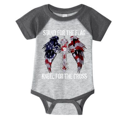 Stand For The Flag Kneel For The Cross USA National Anthem Infant Baby Jersey Bodysuit