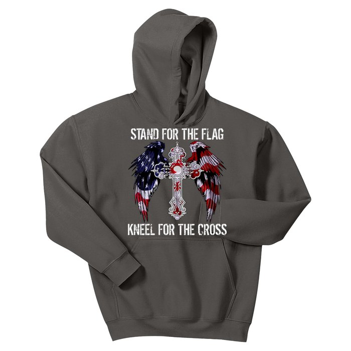 Stand For The Flag Kneel For The Cross USA National Anthem Kids Hoodie