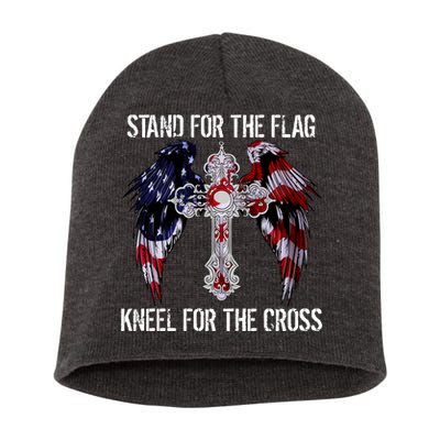 Stand For The Flag Kneel For The Cross USA National Anthem Short Acrylic Beanie