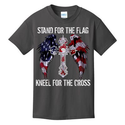 Stand For The Flag Kneel For The Cross USA National Anthem Kids T-Shirt