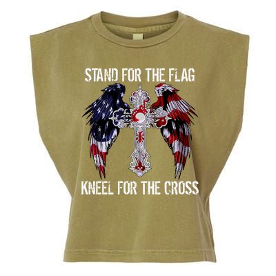 Stand For The Flag Kneel For The Cross USA National Anthem Garment-Dyed Women's Muscle Tee