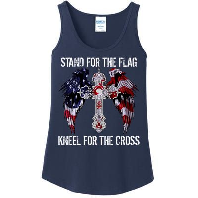 Stand For The Flag Kneel For The Cross USA National Anthem Ladies Essential Tank