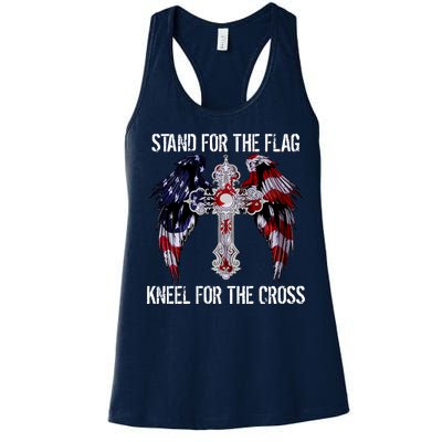 Stand For The Flag Kneel For The Cross USA National Anthem Women's Racerback Tank