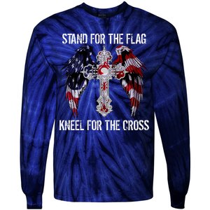 Stand For The Flag Kneel For The Cross USA National Anthem Tie-Dye Long Sleeve Shirt