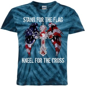 Stand For The Flag Kneel For The Cross USA National Anthem Kids Tie-Dye T-Shirt