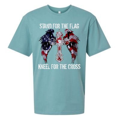 Stand For The Flag Kneel For The Cross USA National Anthem Sueded Cloud Jersey T-Shirt