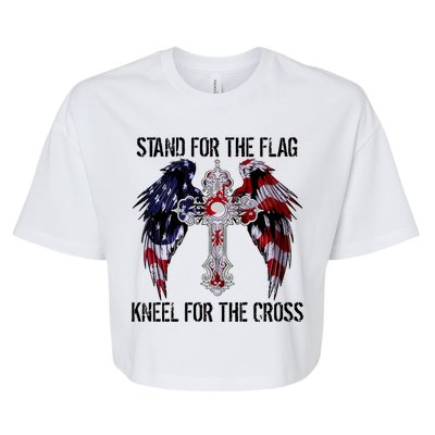 Stand For The Flag Kneel For The Cross USA National Anthem Bella+Canvas Jersey Crop Tee