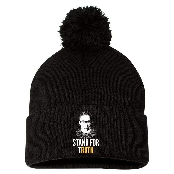 Stand For Truth Quote Ruth Bader Ginsburg Tribute Pom Pom 12in Knit Beanie