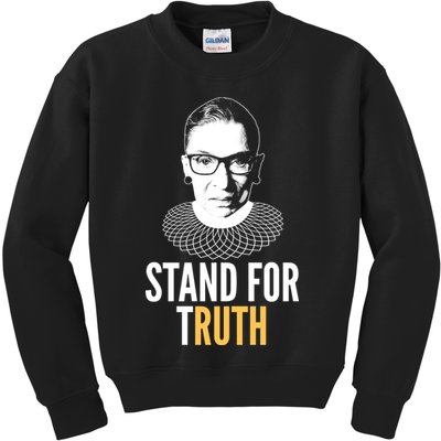 Stand For Truth Quote Ruth Bader Ginsburg Tribute Kids Sweatshirt
