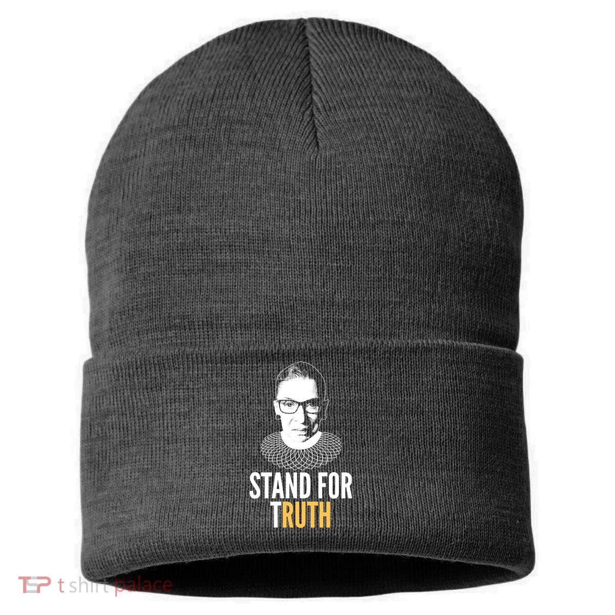 Stand For Truth Quote Ruth Bader Ginsburg Tribute Sustainable Knit Beanie