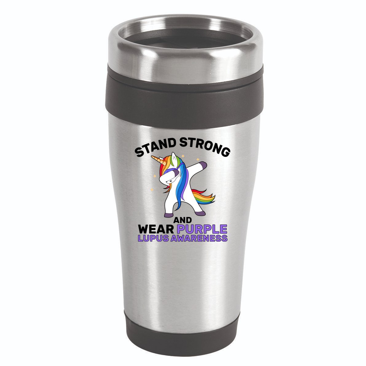 Stand Strong Wear Purple Lupus Awareness 16oz Travel Tumbler