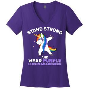 Stand Strong Wear Purple Lupus Awareness Women's V-Neck T-Shirt