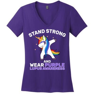 Stand Strong Wear Purple Lupus Awareness Women's V-Neck T-Shirt