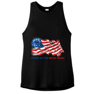 Stand Up For Betsy Ross Distressed Flag Ladies PosiCharge Tri-Blend Wicking Tank