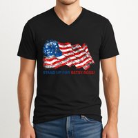 Stand Up For Betsy Ross Distressed Flag V-Neck T-Shirt