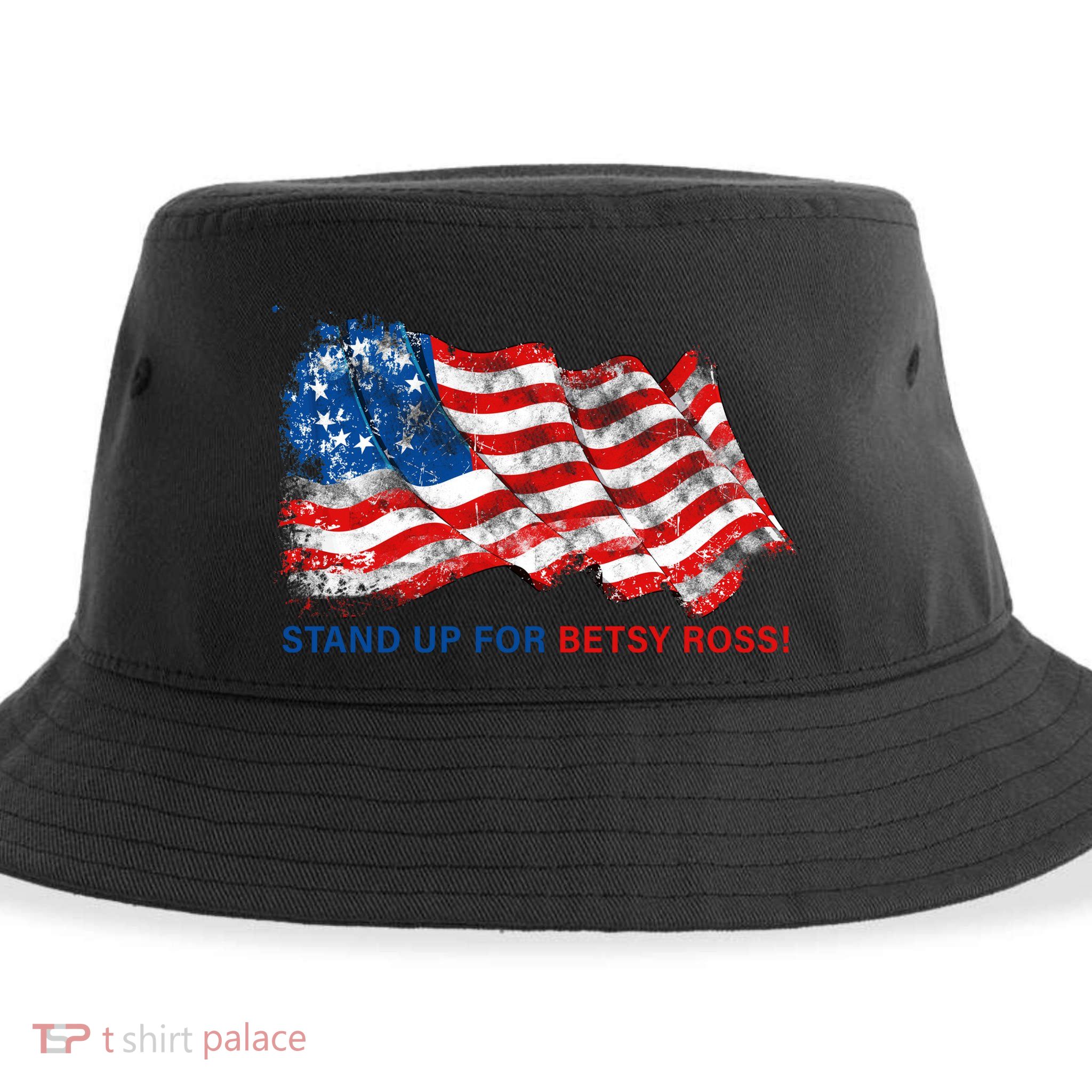Stand Up For Betsy Ross Distressed Flag Sustainable Bucket Hat