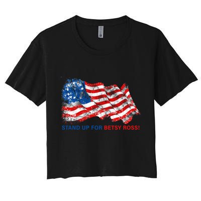 Stand Up For Betsy Ross Distressed Flag Crop Top