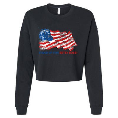 Stand Up For Betsy Ross Distressed Flag Cropped Pullover Crew