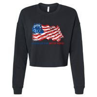 Stand Up For Betsy Ross Distressed Flag Cropped Pullover Crew