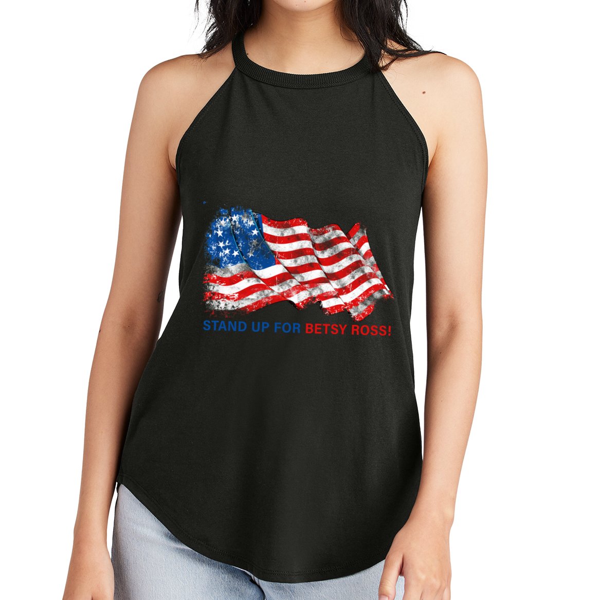 Stand Up For Betsy Ross Distressed Flag Women's Perfect Tri Rocker Tank