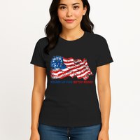 Stand Up For Betsy Ross Distressed Flag Womens T-Shirt