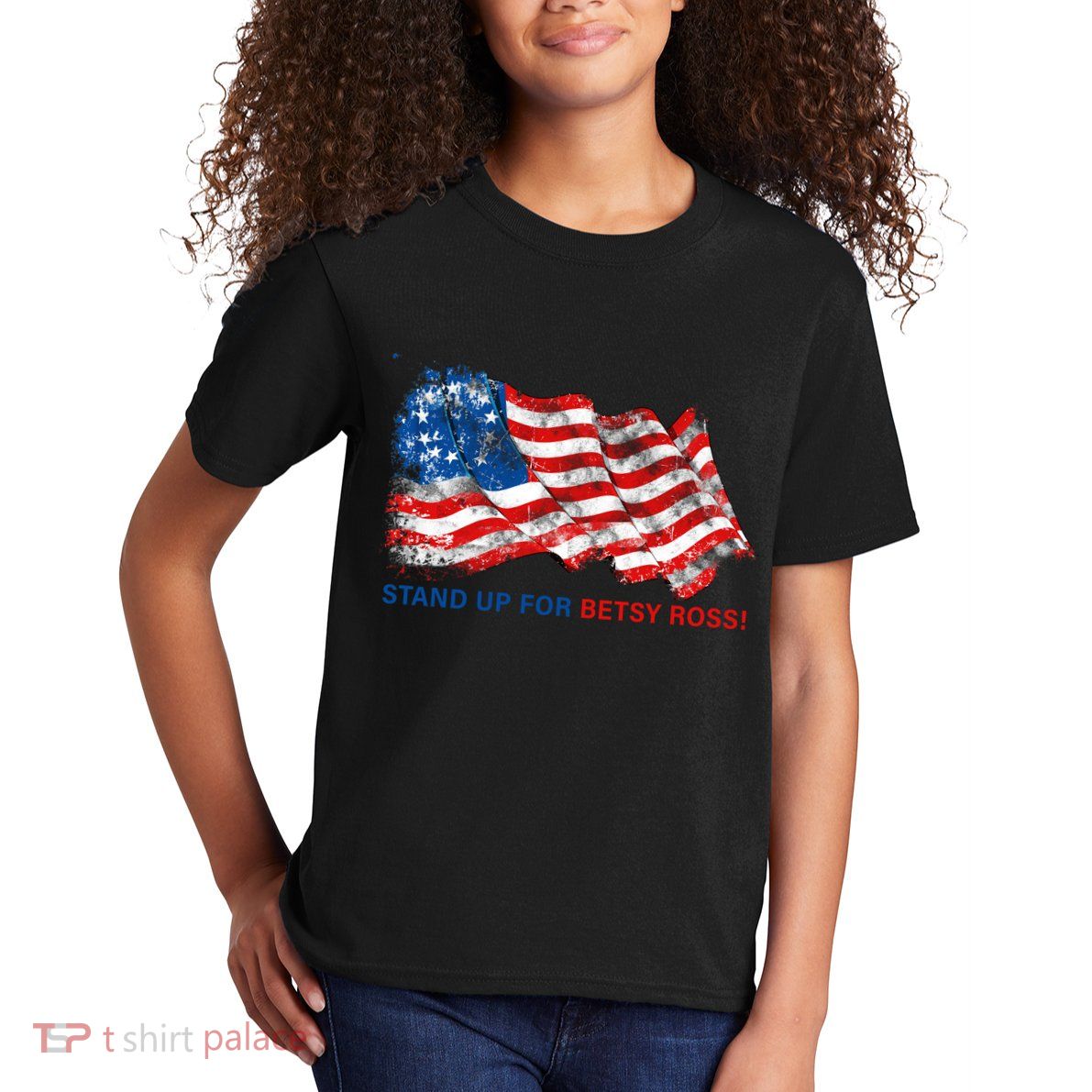 Stand Up For Betsy Ross Distressed Flag Kids T-Shirt