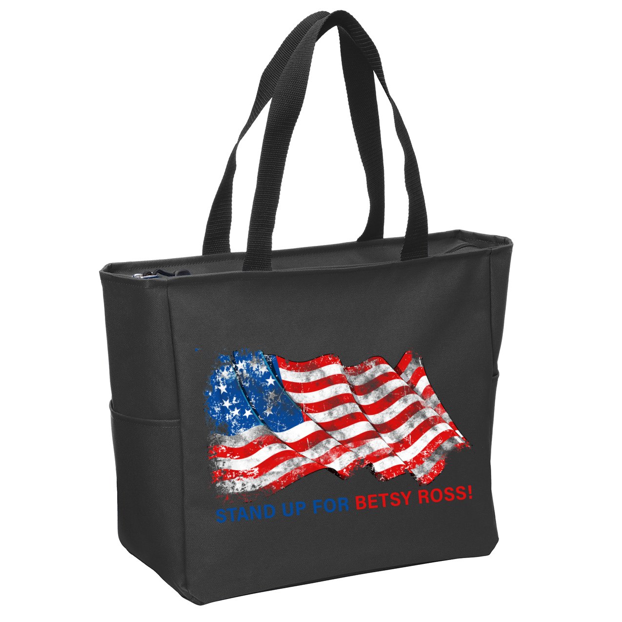Stand Up For Betsy Ross Distressed Flag Zip Tote Bag