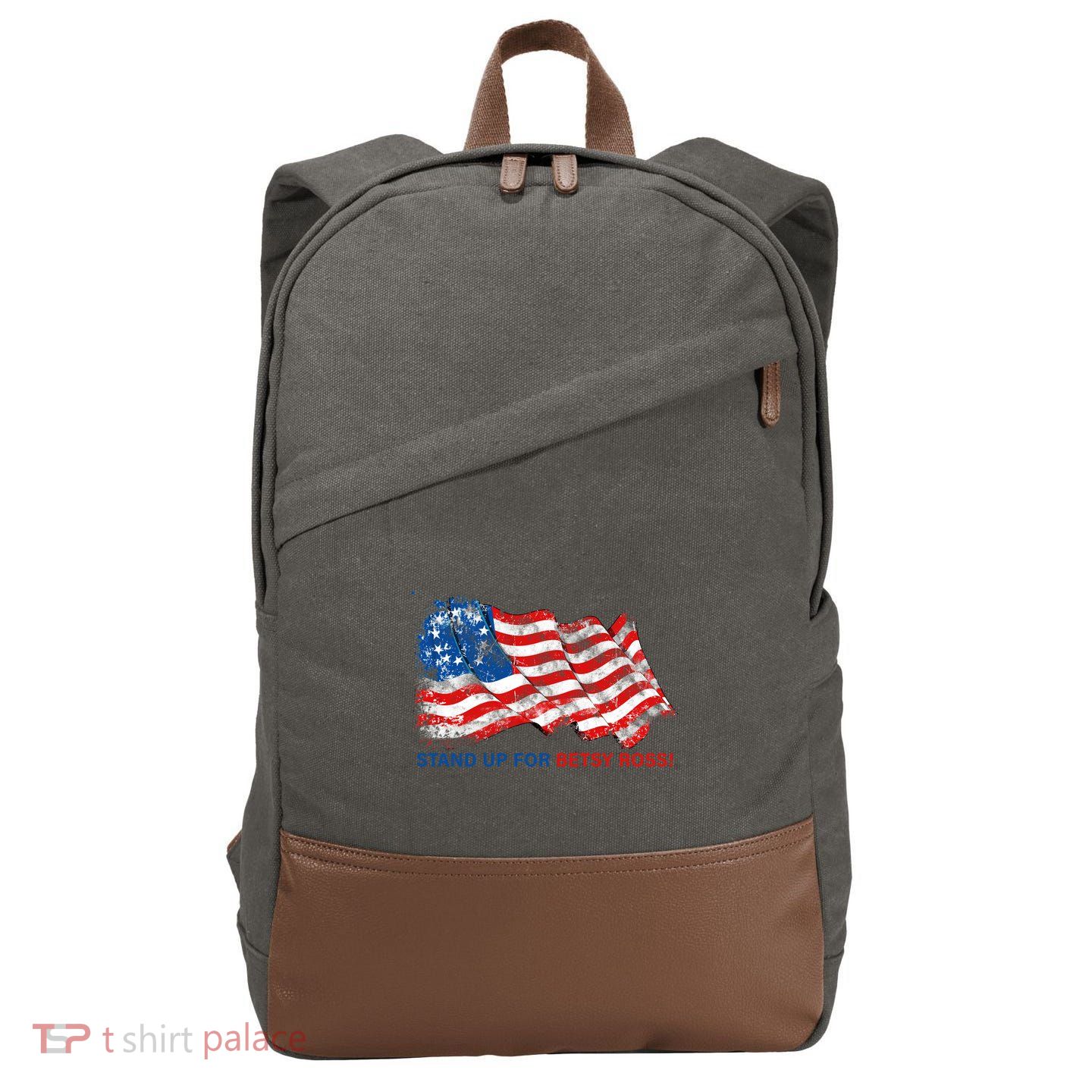 Stand Up For Betsy Ross Distressed Flag Cotton Canvas Backpack