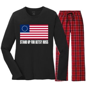 Stand Up For Betsy Ross First American Flag Women's Long Sleeve Flannel Pajama Set 