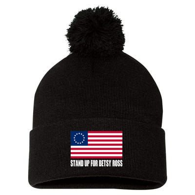 Stand Up For Betsy Ross First American Flag Pom Pom 12in Knit Beanie