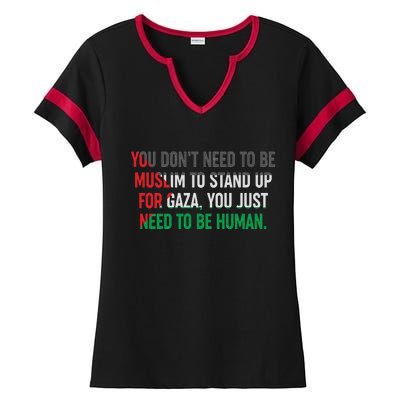 Stand Up For Gaza, Free Palestine Ladies Halftime Notch Neck Tee