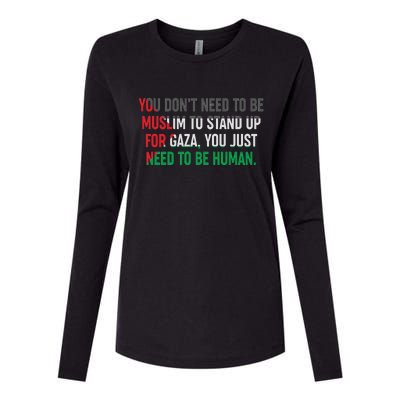 Stand Up For Gaza, Free Palestine Womens Cotton Relaxed Long Sleeve T-Shirt