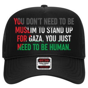 Stand Up For Gaza, Free Palestine High Crown Mesh Back Trucker Hat