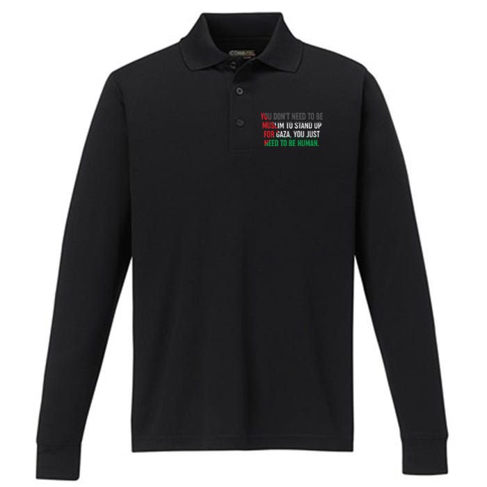 Stand Up For Gaza, Free Palestine Performance Long Sleeve Polo