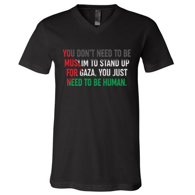 Stand Up For Gaza, Free Palestine V-Neck T-Shirt