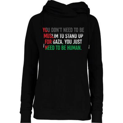 Stand Up For Gaza, Free Palestine Womens Funnel Neck Pullover Hood