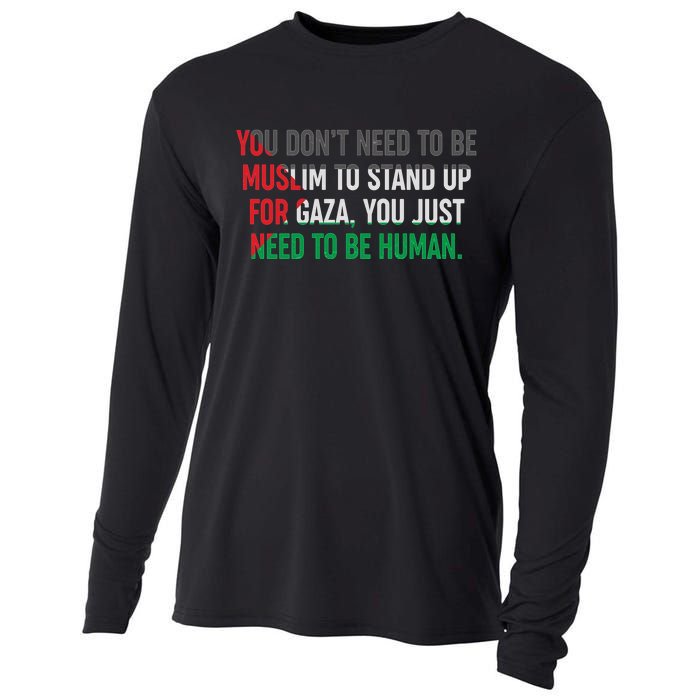 Stand Up For Gaza, Free Palestine Cooling Performance Long Sleeve Crew