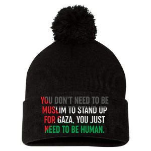 Stand Up For Gaza, Free Palestine Pom Pom 12in Knit Beanie