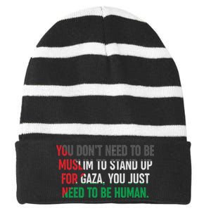 Stand Up For Gaza, Free Palestine Striped Beanie with Solid Band