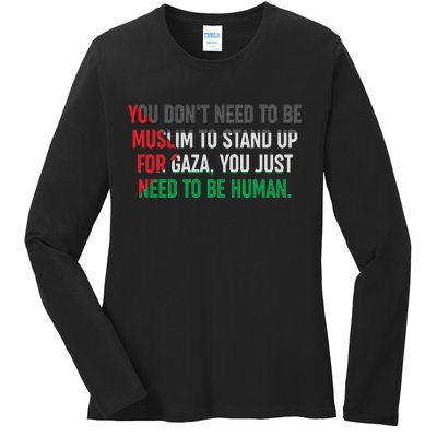 Stand Up For Gaza, Free Palestine Ladies Long Sleeve Shirt