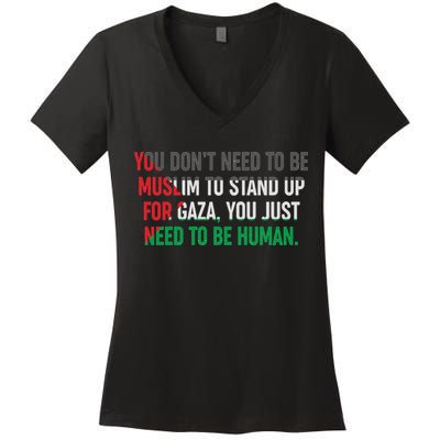 Stand Up For Gaza, Free Palestine Women's V-Neck T-Shirt