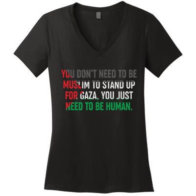 Stand Up For Gaza, Free Palestine Women's V-Neck T-Shirt