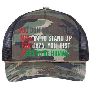 Stand Up For Gaza, Free Palestine Retro Rope Trucker Hat Cap