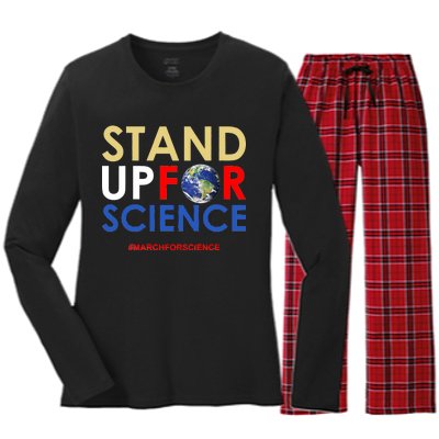 Stand Up For Science March For Science Earth Day Women's Long Sleeve Flannel Pajama Set 