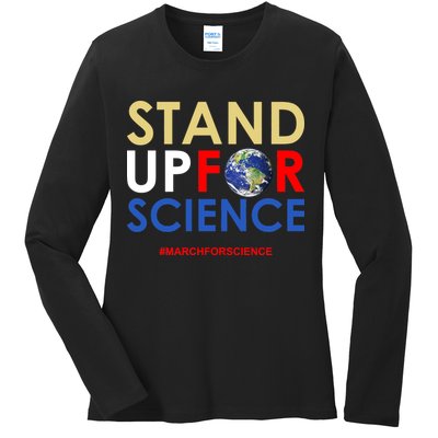 Stand Up For Science March For Science Earth Day Ladies Long Sleeve Shirt