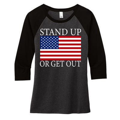 Stand Up Or Get Out Women's Tri-Blend 3/4-Sleeve Raglan Shirt